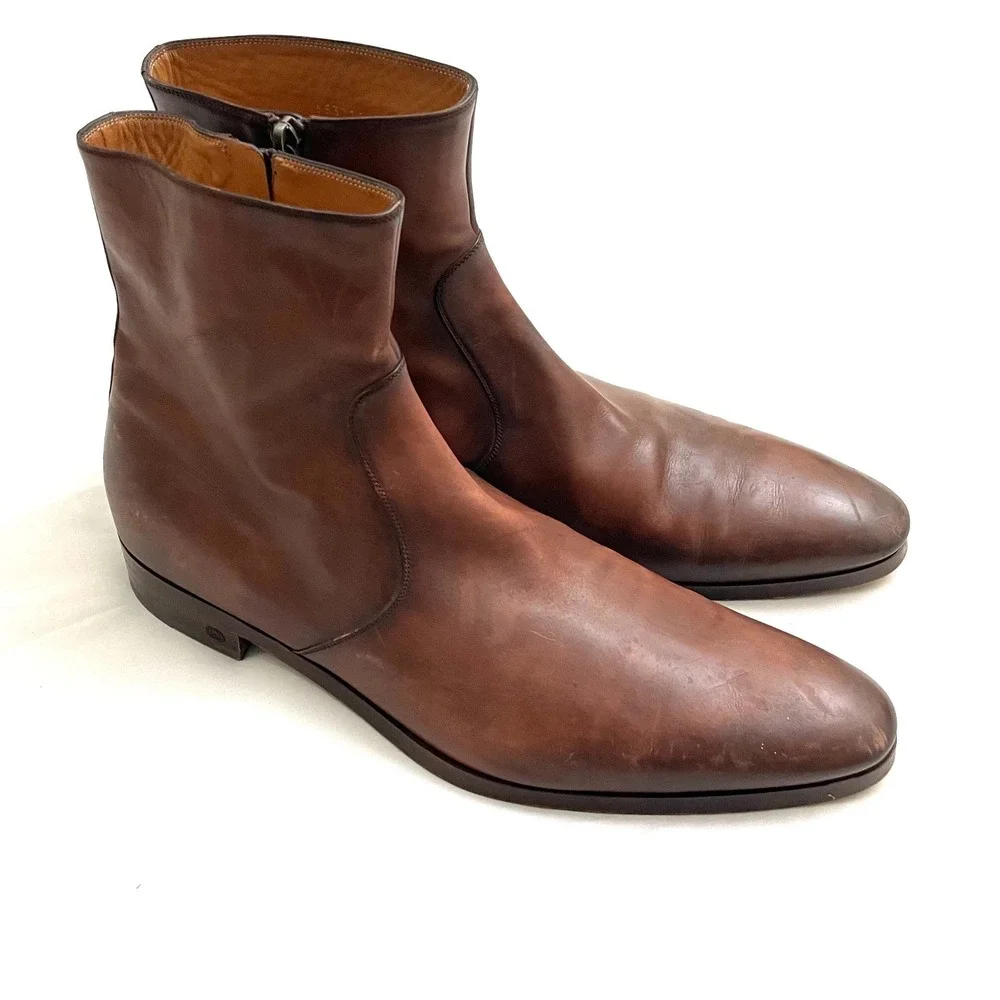 Gucci | Shoes | Gucci Mens Calfskin Leather Side Zip Boot Size 25